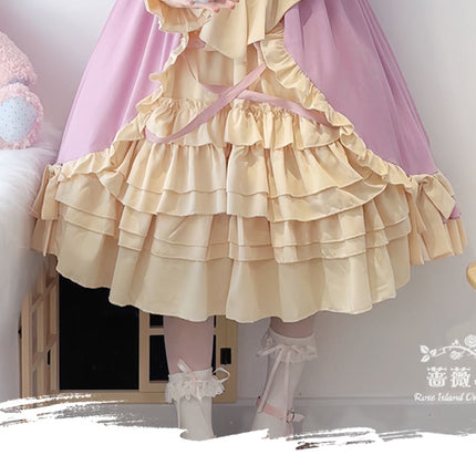 Sweet Lolita Princess Dress OP - Vintage Inspired Long Sleeve Layered Ruffle Dress