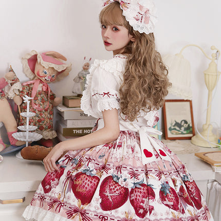 Sweet Strawberry Lolita Dress - Original Print JSK with Adjustable Straps