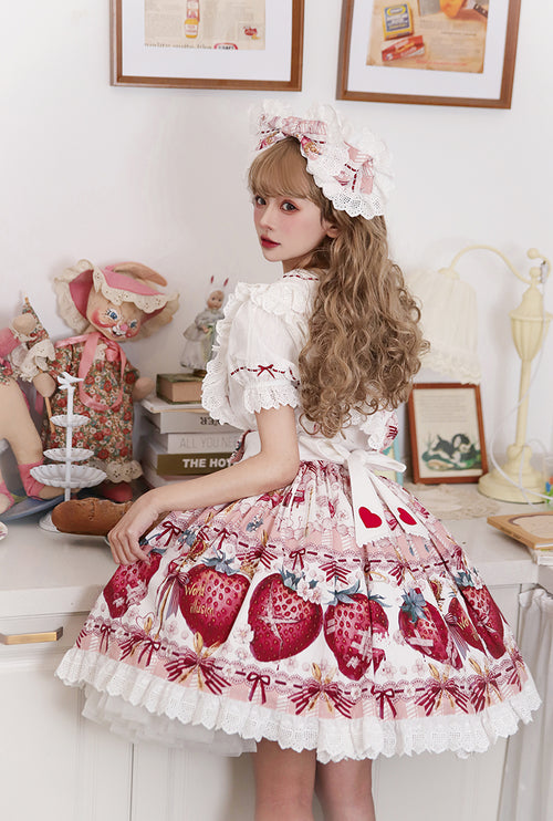 Sweet Strawberry Lolita Dress - Original Print JSK with Adjustable Straps