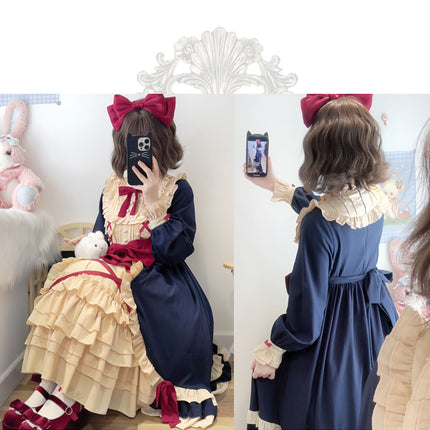 Sweet Lolita Princess Dress OP - Vintage Inspired Long Sleeve Layered Ruffle Dress