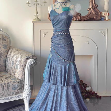 Legend of the Blue Sea Teal Blue Green Princess Sexy Bodycon Mermaid Dress Gown