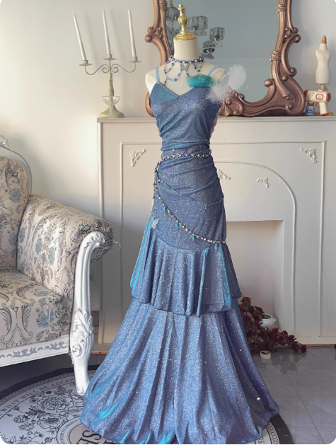 Legend of the Blue Sea Teal Blue Green Princess Sexy Bodycon Mermaid Dress Gown