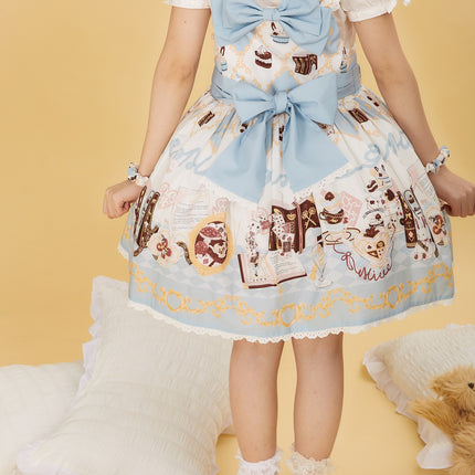 Alice Rabbit High-Waisted Classical Sweet JSK Lolita dress Lolita Suspender with Lace Trim and Bow