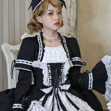 [Multi-Colors-Available] Lace Garden Vintage Set-in Sleeve Cassical Lolita OP Dress