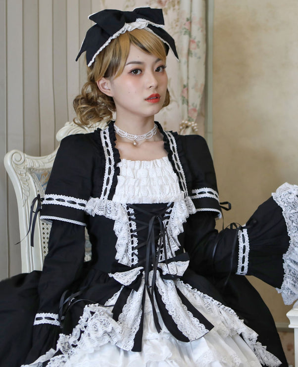 [Multi-Colors-Available] Lace Garden Vintage Set-in Sleeve Cassical Lolita OP Dress