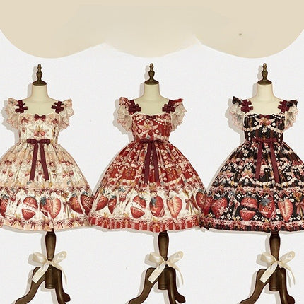 Sweet Strawberry Lolita Dress - Original Print JSK with Adjustable Straps