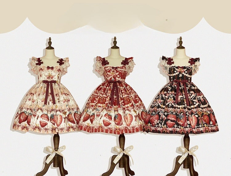 Sweet Strawberry Lolita Dress - Original Print JSK with Adjustable Straps