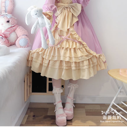 Sweet Lolita Princess Dress OP - Vintage Inspired Long Sleeve Layered Ruffle Dress