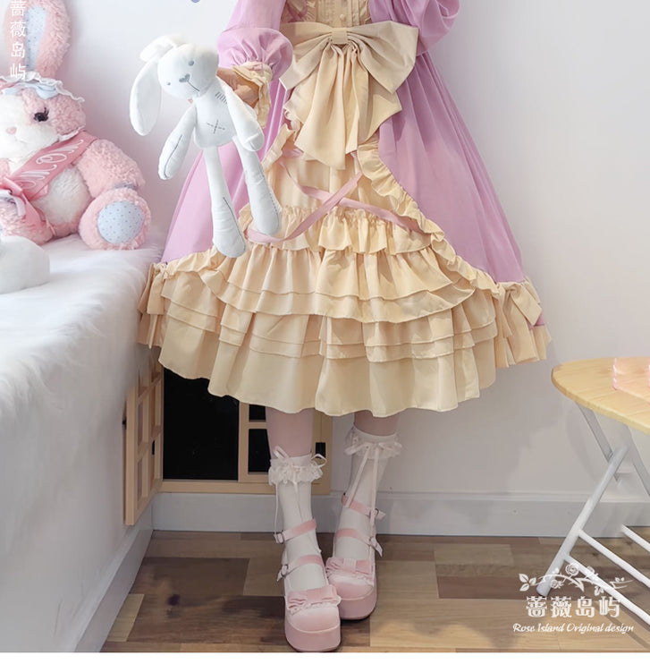 Sweet Lolita Princess Dress OP - Vintage Inspired Long Sleeve Layered Ruffle Dress