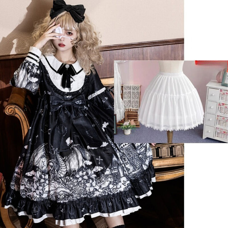 Gothic - Lolita Black - and - White Dream Dress: Vintage Patterns & Fairy - tale Charm