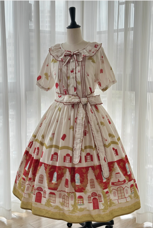 Red House Fairytale Countryside Vintage Dress --Original JSK & OP Lolita Dress