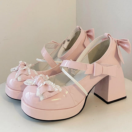 Mid-Heel Waterproof Lolita Shoes Cute Block-heeled Mary Jane shoes Pumps