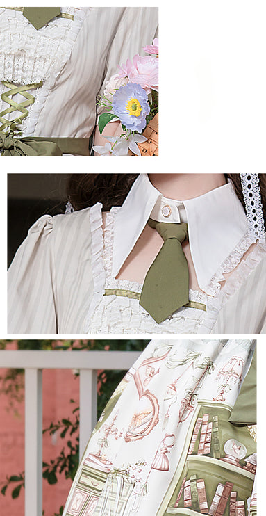 Original Enchanted Library Graceful Academy Style Short Sleeve OP Lolita Skirt