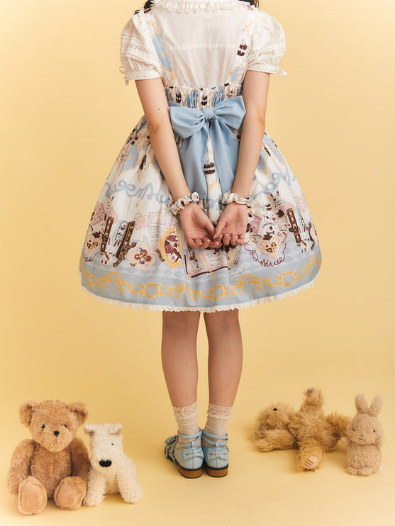 Alice Rabbit High-Waisted Classical Sweet JSK Lolita dress Lolita Suspender with Lace Trim and Bow