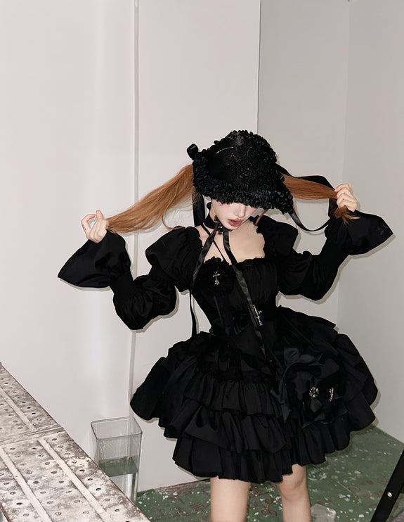 Black Idol Gothic Spirit Punk Style Lolita Dress