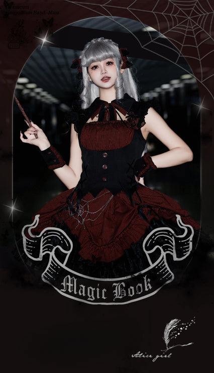 Gothic Lolita Dress with Ruffled Hem and Corset Detail