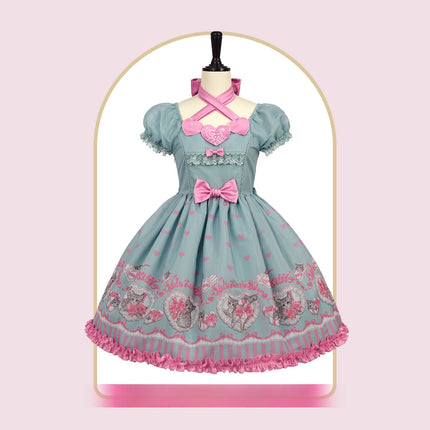 3 Colors Available Kitten Heart Lolita JSK & OP - Sweet Classic Bow Edition