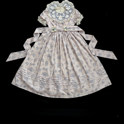 Vintage Garden Lolita Dress - Embroidered Floral Collar OP in Soft Green