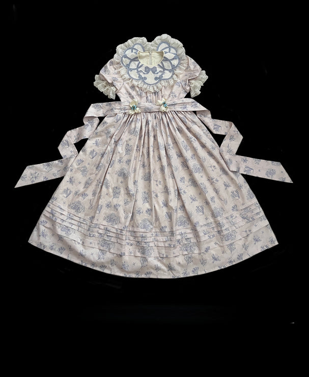 Vintage Garden Lolita Dress - Embroidered Floral Collar OP in Soft Green