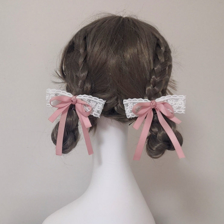 Cute Twin Ponytail Hair Accessory Butterfly Bow Streamer Hair Clips Lolita Sweet Girl Hair Ties