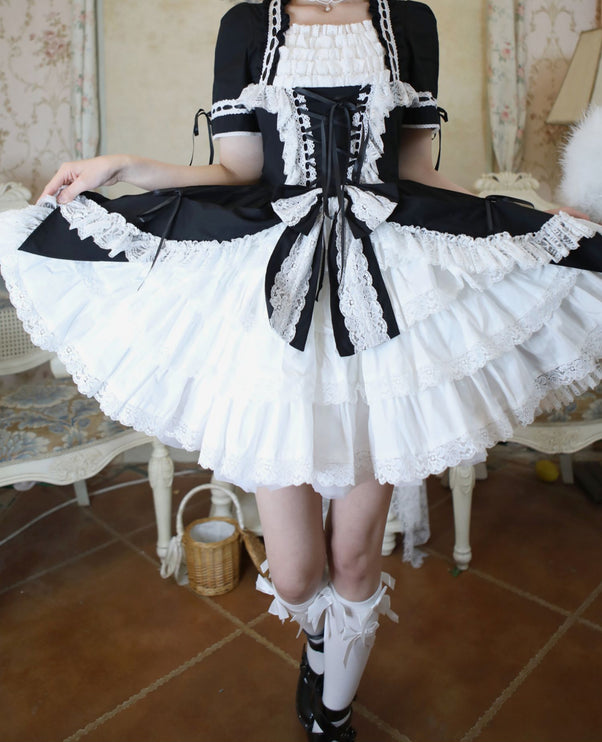 [Multi-Colors-Available] Lace Garden Vintage Set-in Sleeve Cassical Lolita OP Dress