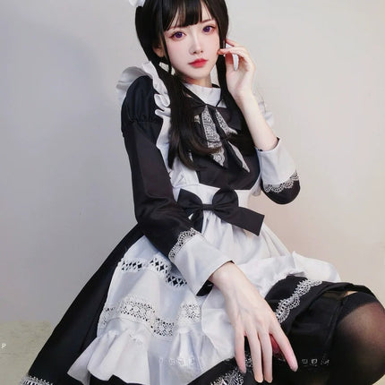 S-5XL British Aristocratic Elegance Gothic Maid Long-sleeved Dress Sexy Lolita