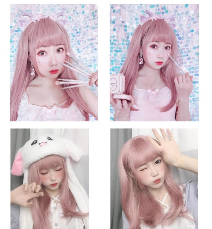 Daily Harajuku Style Lolita Wig Sweet Cute Pink Long Straight Hair