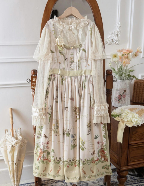 S-XXL Secret Garden Dress French CLA Elegance Lolita Spring Floral Autumn