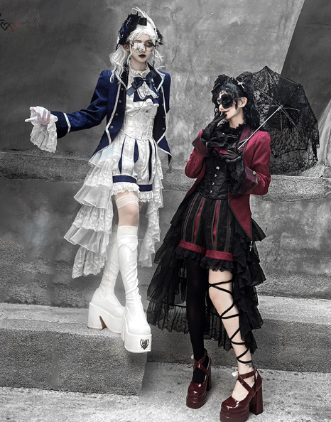 Gothic Prince Lolita Set - Medieval European Style Aristocratic Jacket and Tiered Skirt Outfit