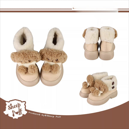 Panda - themed Fluffy Slippers with Heels and Adorable Face Designs