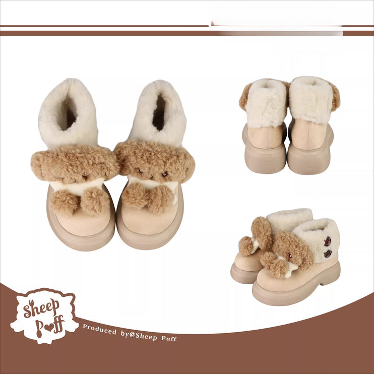Panda - themed Fluffy Slippers with Heels and Adorable Face Designs