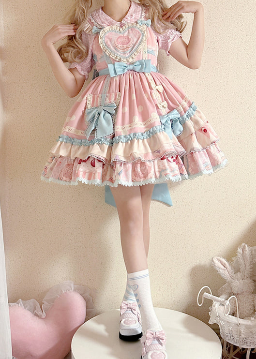 Icing Sweetheart JSK Pastel Tiered Lolita Dress with Lace Trimmings And Big Bow