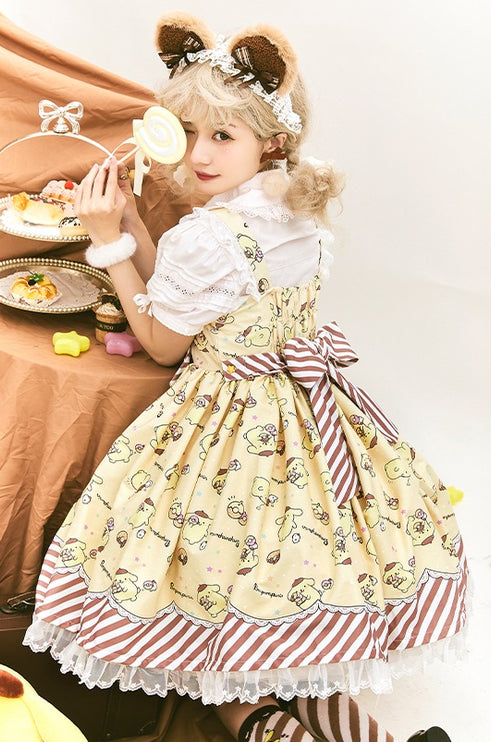 Sanrio Super Cute Sweet JSK Lolita Dress with Striped Trim & Bow