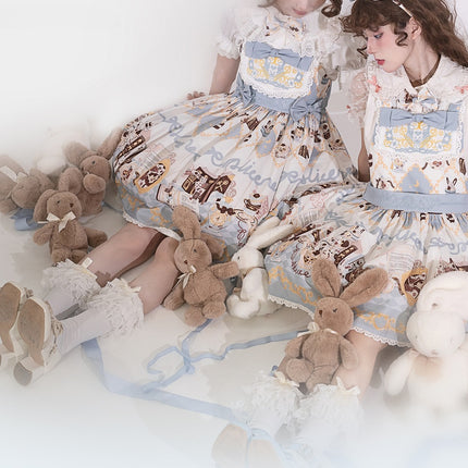 Alice Rabbit High-Waisted Classical Sweet JSK Lolita dress Lolita Suspender with Lace Trim and Bow