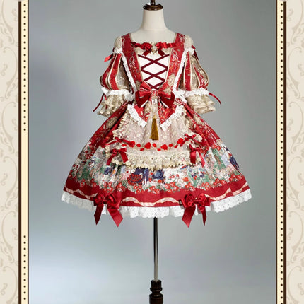 🌸Collector's Edition🌸Enchanted Snow White Print Apron OP Classical Doll Lolita Dress