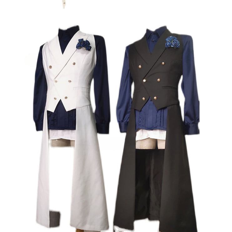 Sleeveless Prince Tailcoat – Customizable Long Tail Lolita Vest with Gold Buttons