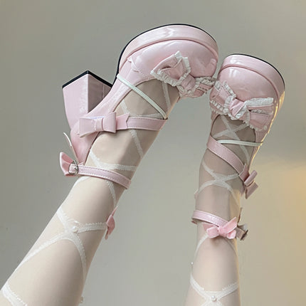 Mid-Heel Waterproof Lolita Shoes Cute Block-heeled Mary Jane shoes Pumps