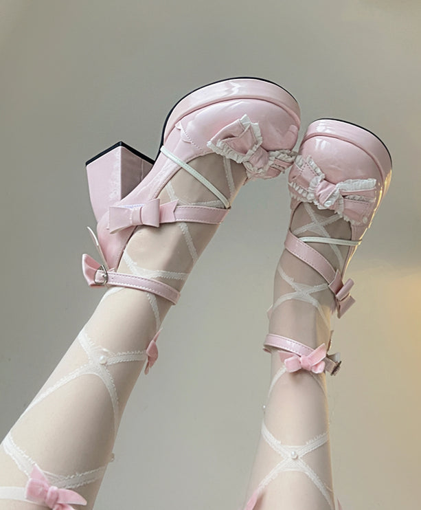 Mid-Heel Waterproof Lolita Shoes Cute Block-heeled Mary Jane shoes Pumps