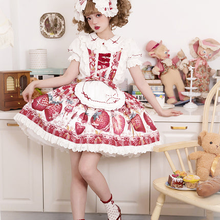 Sweet Strawberry Lolita Dress - Original Print JSK with Adjustable Straps