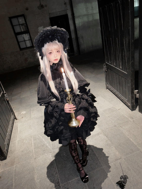 Regal Doll Lolita Set - Vintage-Inspired Cape and Corset Dress Ensemble