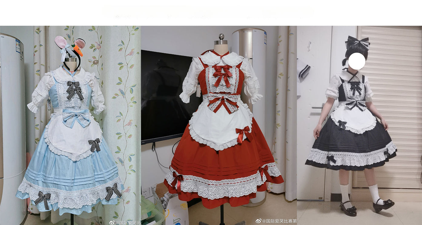 Elegant Multicolored Lolita Dress with Bow Details    OP & JSK