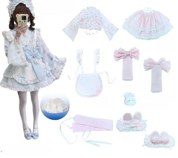 Colorful Fairy Tale Lolita Dress with Embroidery Details and Ruffled Skirt