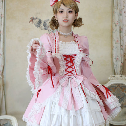 [Multi-Colors-Available] Lace Garden Vintage Set-in Sleeve Cassical Lolita OP Dress