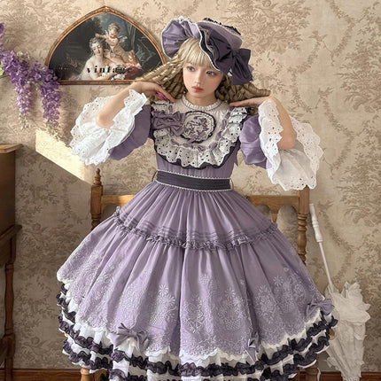 Purple Idyllic Girl Medium Long Sleeve Elegant Lolita Dress OP