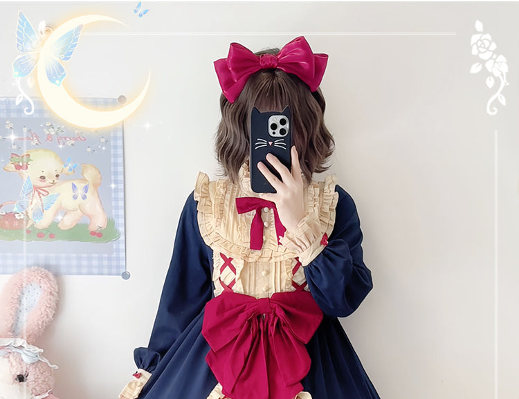 Sweet Lolita Princess Dress OP - Vintage Inspired Long Sleeve Layered Ruffle Dress