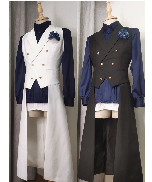 Sleeveless Prince Tailcoat – Customizable Long Tail Lolita Vest with Gold Buttons