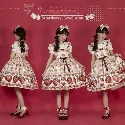 Sweet Strawberry Lolita Dress - Original Print JSK with Adjustable Straps