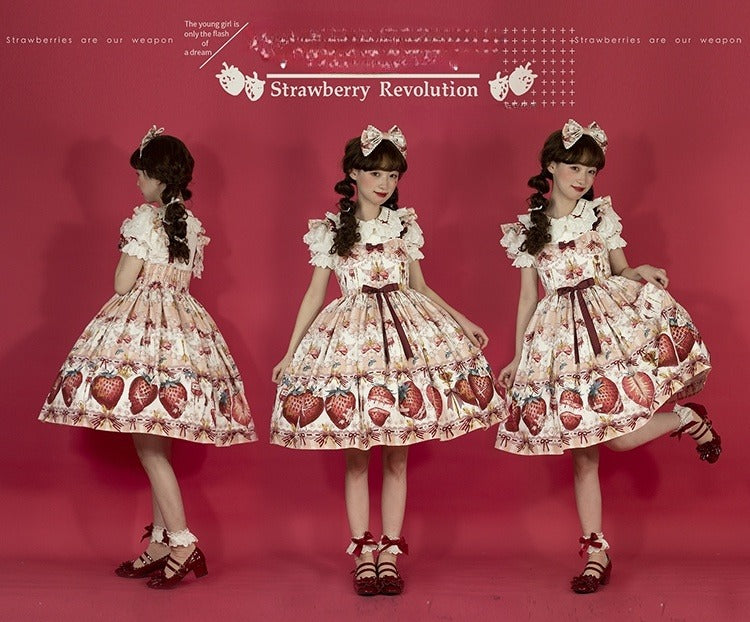 Sweet Strawberry Lolita Dress - Original Print JSK with Adjustable Straps