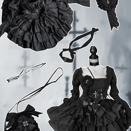 Black Idol Gothic Spirit Punk Style Lolita Dress