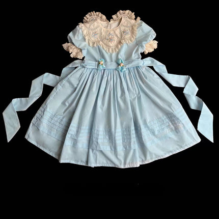 Vintage Garden Lolita Dress - Embroidered Floral Collar OP in Soft Green